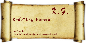 Krátky Ferenc névjegykártya