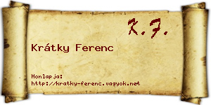 Krátky Ferenc névjegykártya